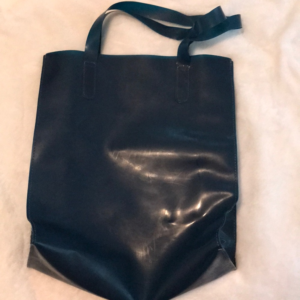 Topshop Black Leather Tote Bag